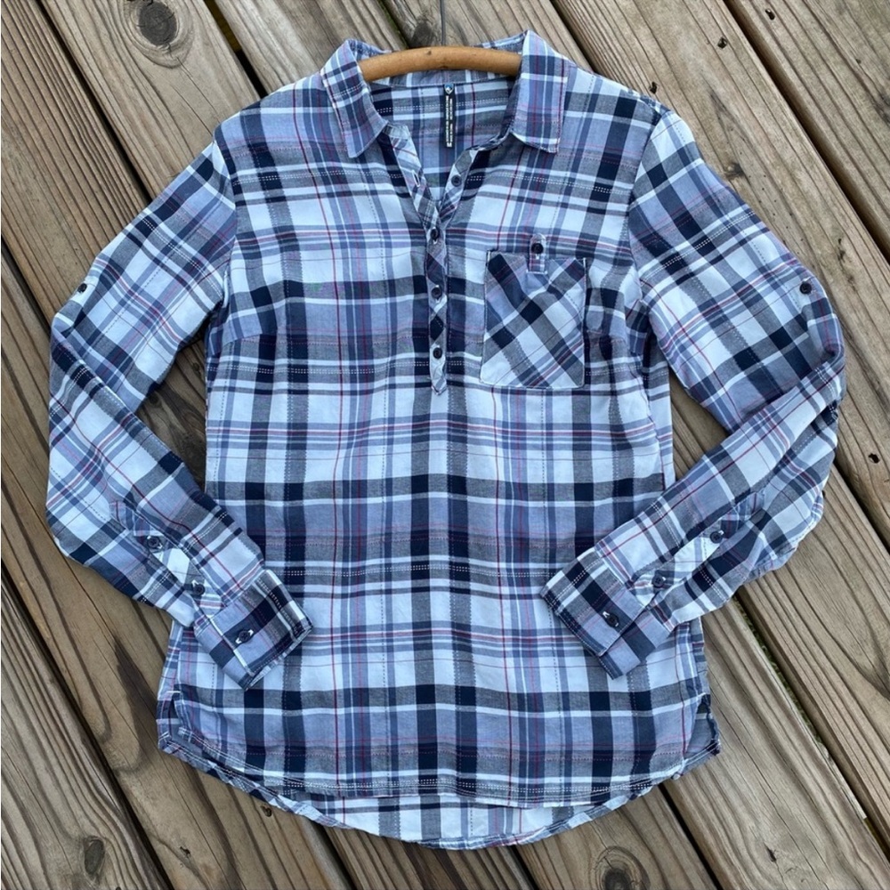 Kuhl Spectra Plaid Popover Tencel Collared Shirt Medium